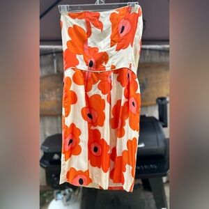 Adam Lippes White and Orange Floral Midi Sundress